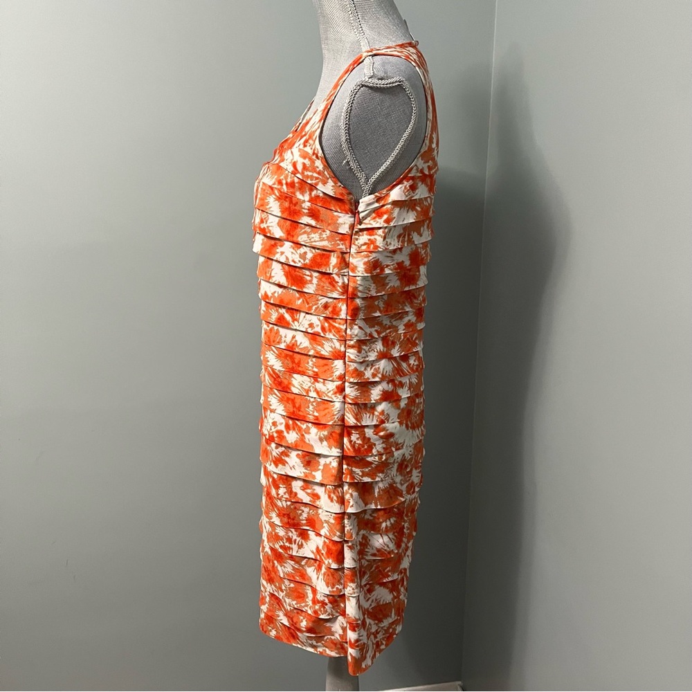 MICHAEL MICHAEL KORS size 2 sleeveless layered orange cocktail print dress - Picture 4 of 9